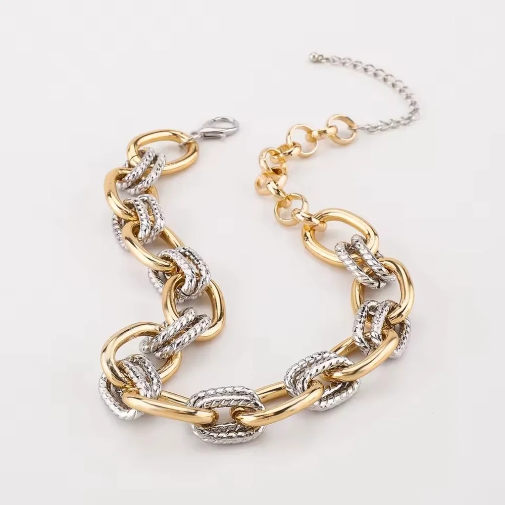 Two-Tone Gold and Silver Link Necklace - Picture 3 of 5